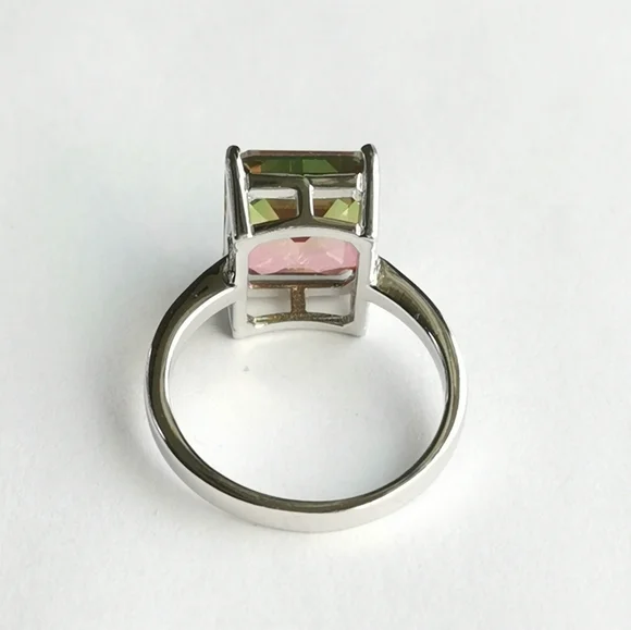 Watermelon Tourmaline Ring Sterling Silver size 6.75 🆕 - Picture 4 of 8